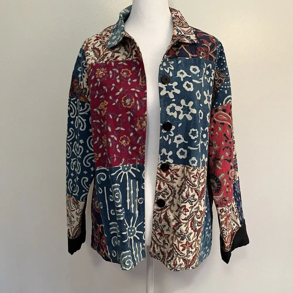 Silver Stream One Size Cotton Patchwork Colorful Boho Hippie‎ Top Festival - Picture 2 of 7